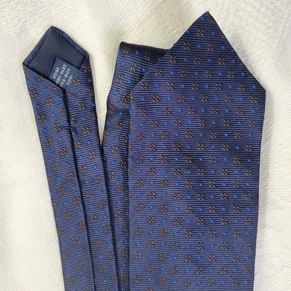 Breuer Navy Silk Pin Dot Foulard Repp Tie Handmade in France 4